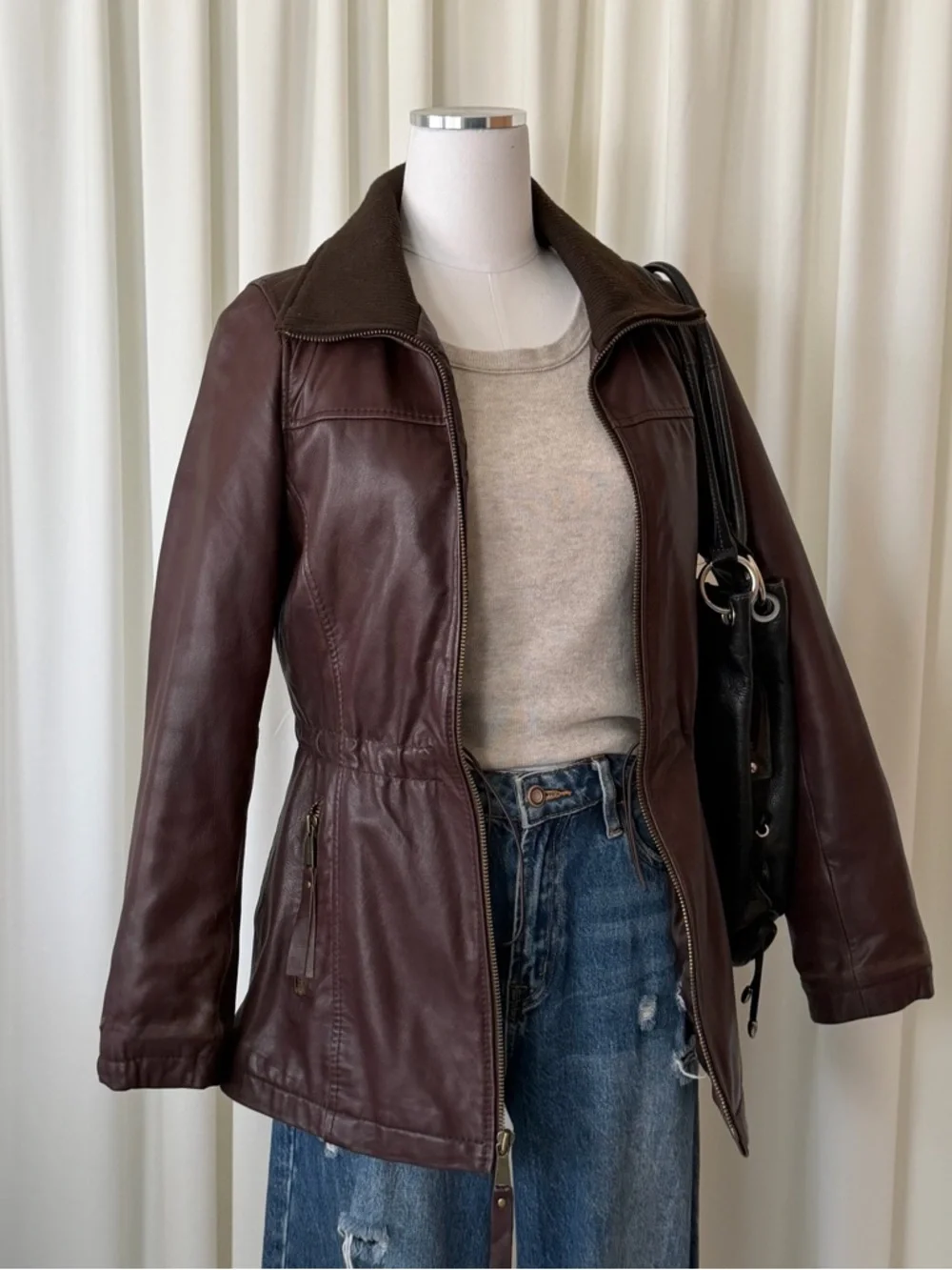MICHAEL Michael Kors brown leather Utility jacket with distressed look size XS. - Picture 4 of 15